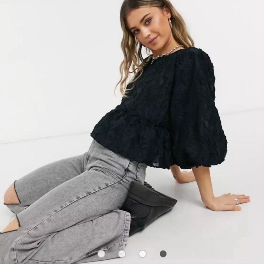 Free People Callie Black Lace Top